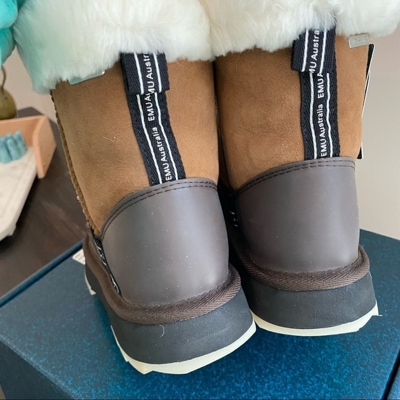 NWT Anthropologie Emu Australia Brown Leather Fur Lined Boots Chestnut - Picture 7 of 13